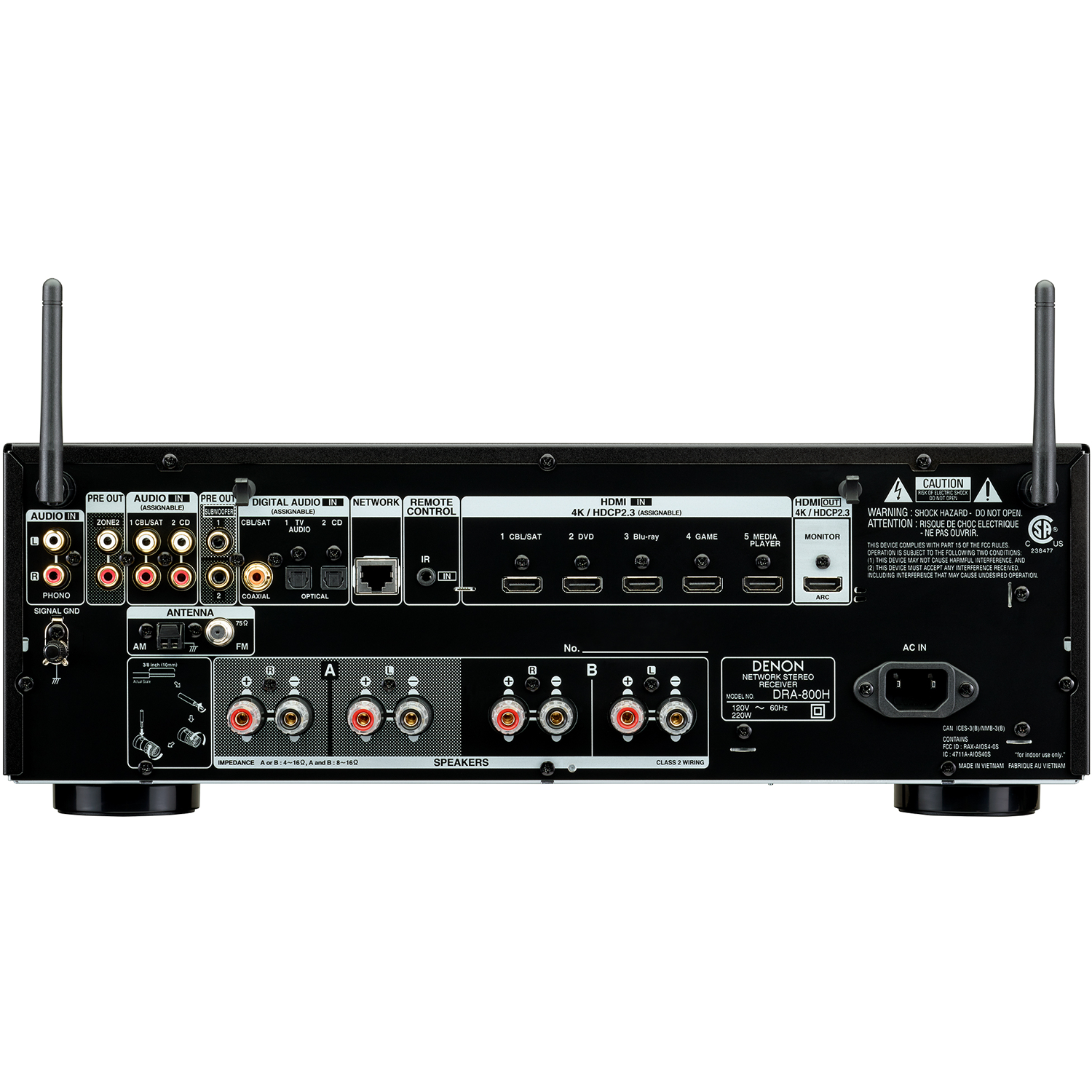 Denon Amplificador DRA-800H de 2 canales, 100 W por canal a 8 ohmios,  Bluetooth, HDMI, tecnología HEOS, compatible con control de voz Alexa